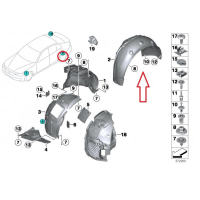 BMW 3 Seriya F30 (2012-2018), Arxa Qanadaltı Sağ-Sol. China, 51717260293/51717260294