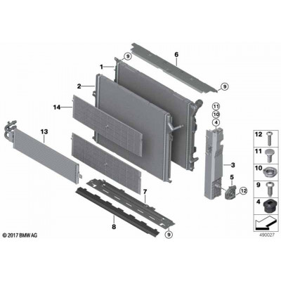 BMW 3-4 Seriya F30/F32/F36 (2017-2019) LCI, Köməkçi Su Radiatoru B46/B48. China, 17118741830