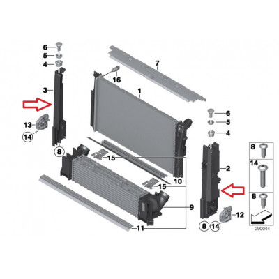 BMW 3-4 Seriya F30/F32/F36 (2012-2016), Radiatorun Kronşteyni Sağ-Sol, N20. China, 17117600536/17117600537