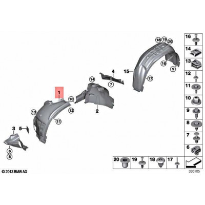 BMW X Seriya F15 (2014-2018), Ön Qanadaltı Sağ-Sol. China, 51717290853/51717290854