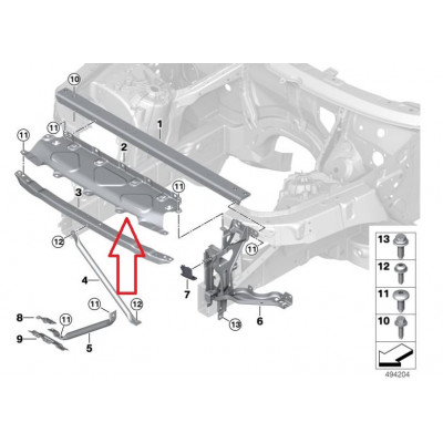 BMW X Seriya G05/G06 (2019-up), Üst  Ön Panel. BMW Group, 51647421707