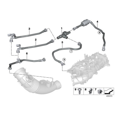 BMW 3-X Seriya F30LCI/F36LCI/G20/G30/G05 (2017-2022), B46-B58 Yanacaq Çəninin Havalandırma Klapanı. Bosch, 13907643106