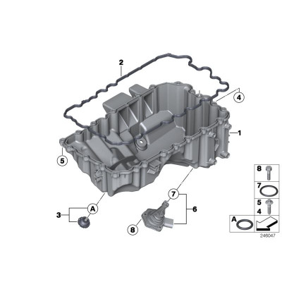 BMW 1-5 Seriya F20/F21/F22/F30/F32/F36/F10 (2010-2016), N20 Mühərrik Karterin araqatı , BMW Group, 11137627512