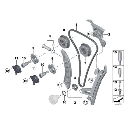 BMW 1-5 Seriya F20/F21/F22/F30/F32/F36/F10 (2010-2016), N20 Mühərrik Üst Zəncir Dəsti, China, 11317584084