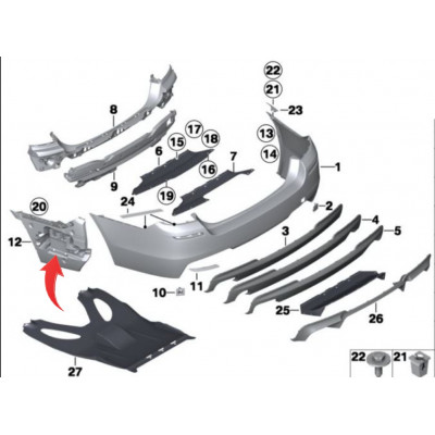 BMW 5 Seriya F10 (2010-2016), Bufer Salazkası Sağ-Sol. China, 51127184767/51127184768