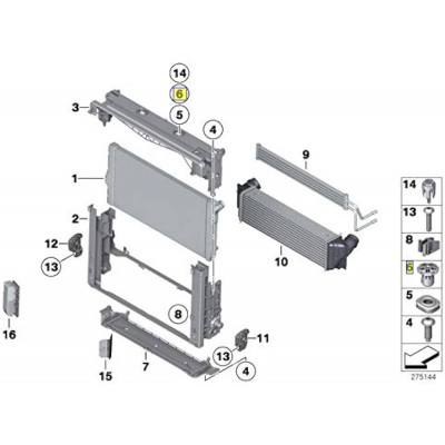 BMW 5 Seriya F10 (2010-2016), Su Radiatorun Kronşteyni. China, 17117575392/17117595701