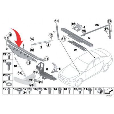 BMW 5 Seriya F10 (2010-2016), Üst arxa panel. China, 51647200690