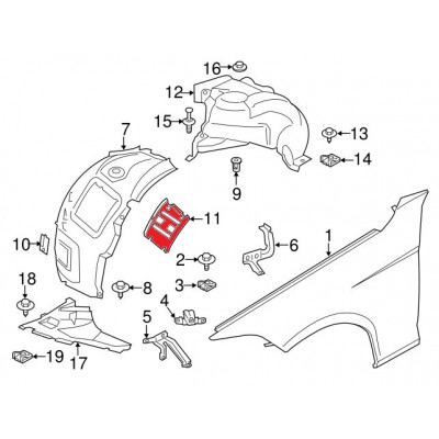 BMW 3-4 Seriya F30/F32/F36 (2012-2019), Ön Qanadaltı qapaqı. China, 51717260397