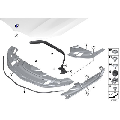 BMW 5 Seriya G30 (2017-up), Qanad Üstü Qoruyucu Sağ-Sol. China, 51767349605/51767349606